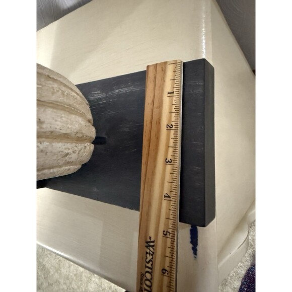 Seashell Bookends Coastal Resin & Wood Solid Black & Cream VTG Distressed - Picture 5 of 7